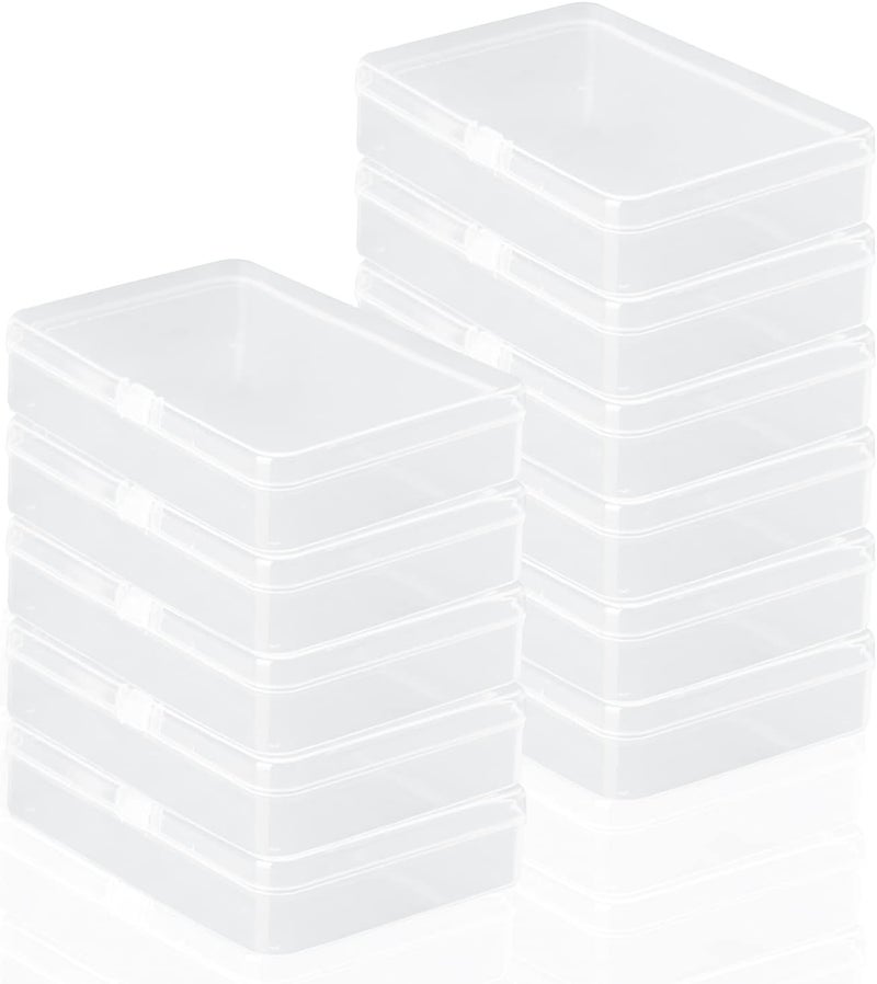 Rocutus Clear Plastic Beads Storage Containers Empty Mini Storage Container Box,12 Pack Plastic Storage Containers with Lids,Bead Storage Box with Hinged Lid for Beads(4.5 x 3.3 x 1.1 inch) - Image 1